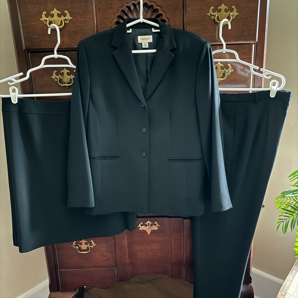 Talbots - Woman’s Business Suit - Blazer, pants, and skirt. Black Size 12P